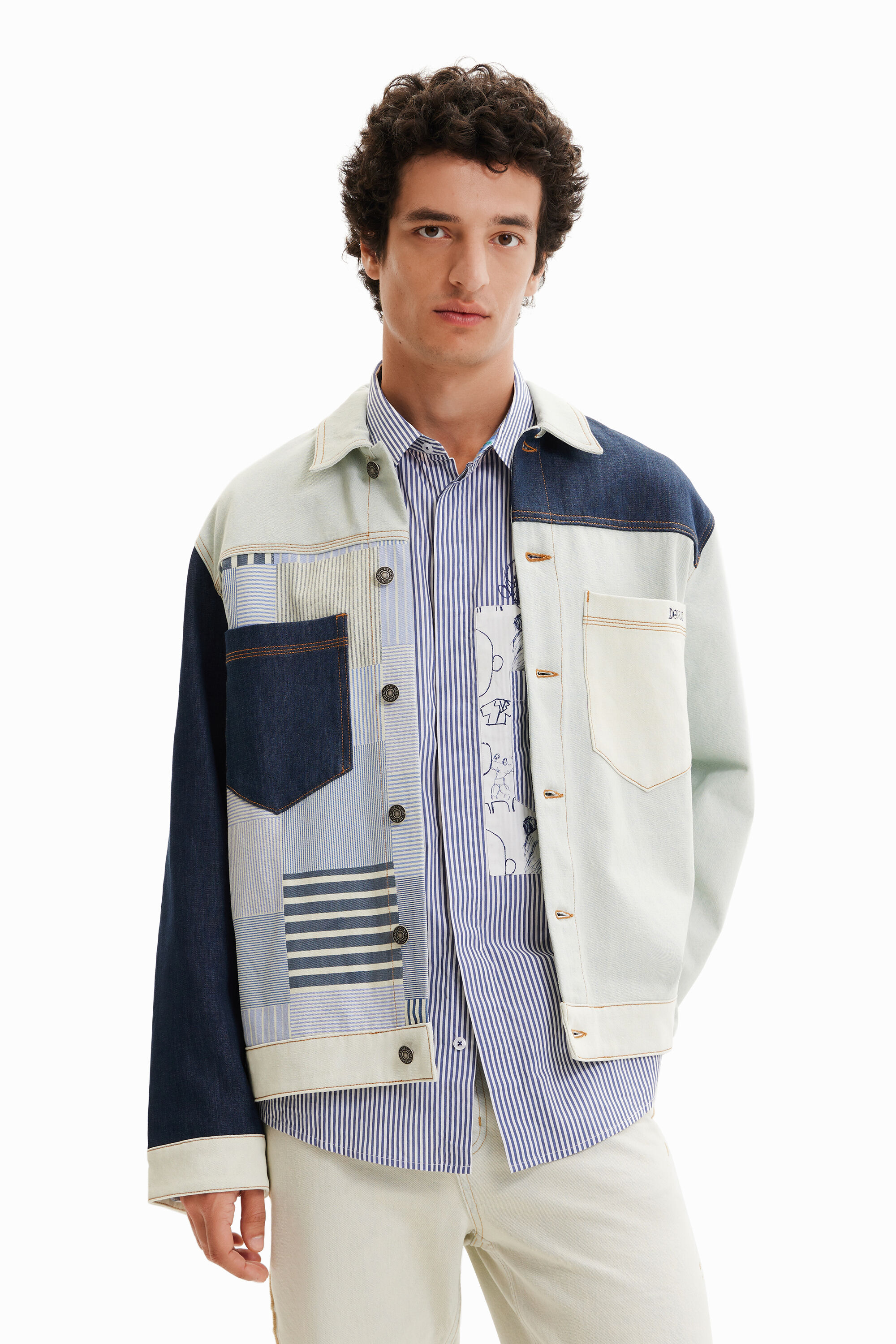 Surchemise en jean patchwork