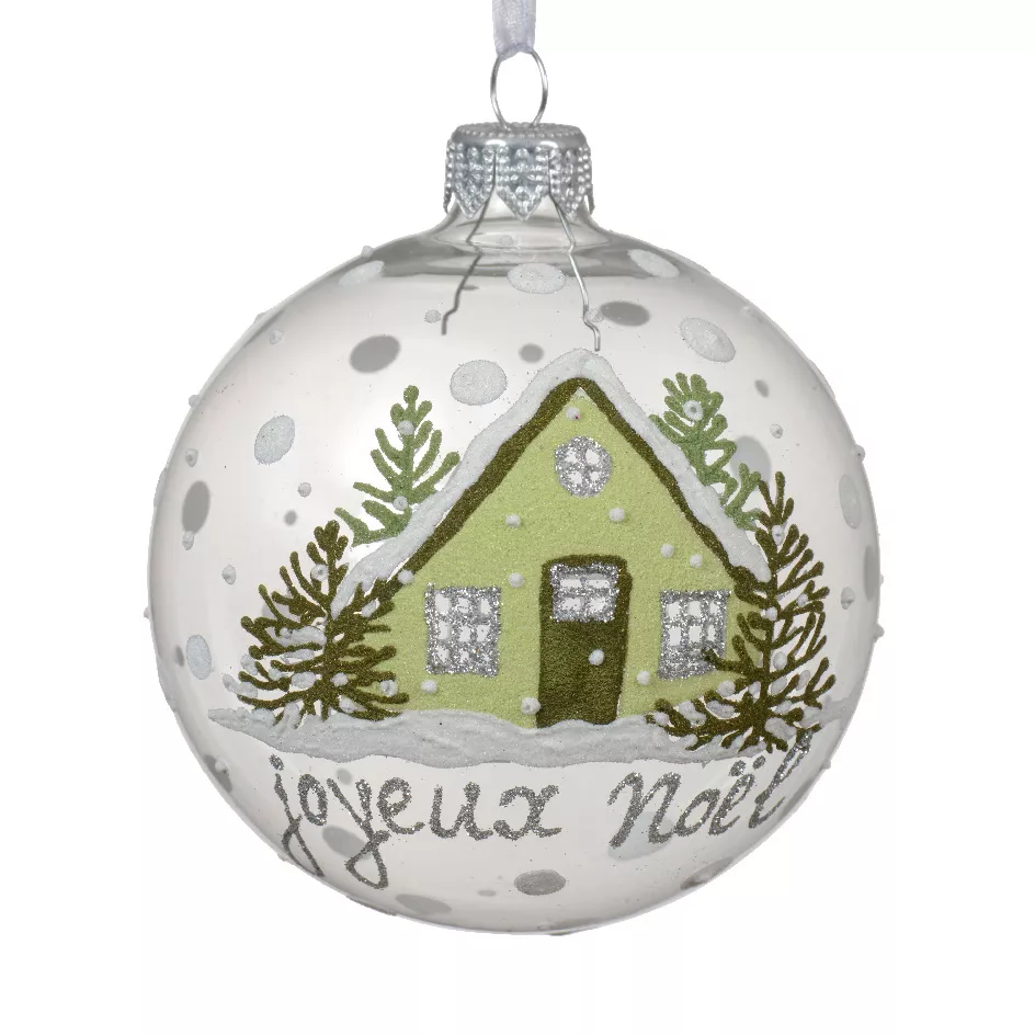Lot de 6 boules de Noël en verre (D80 mm) Joyeux Noël Transparent