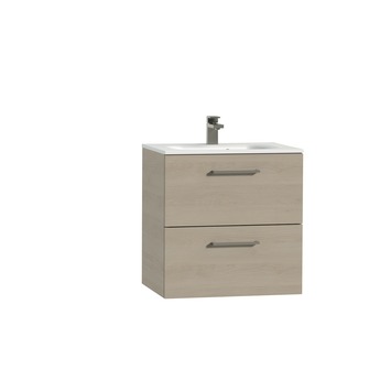 Tiger badkamermeubel Studio 60cm naturel eik/matwit met RVS greep