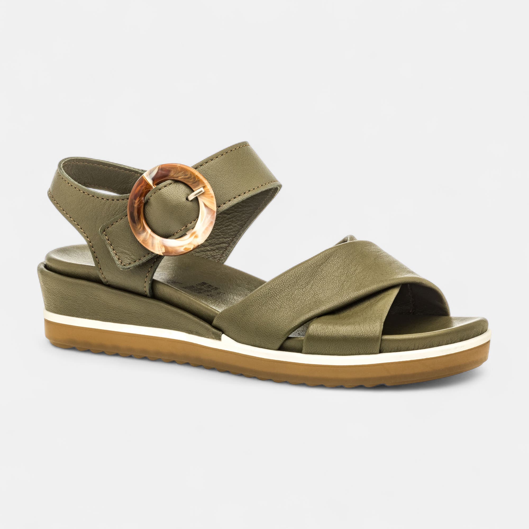 Sandales Femme en cuir kaki