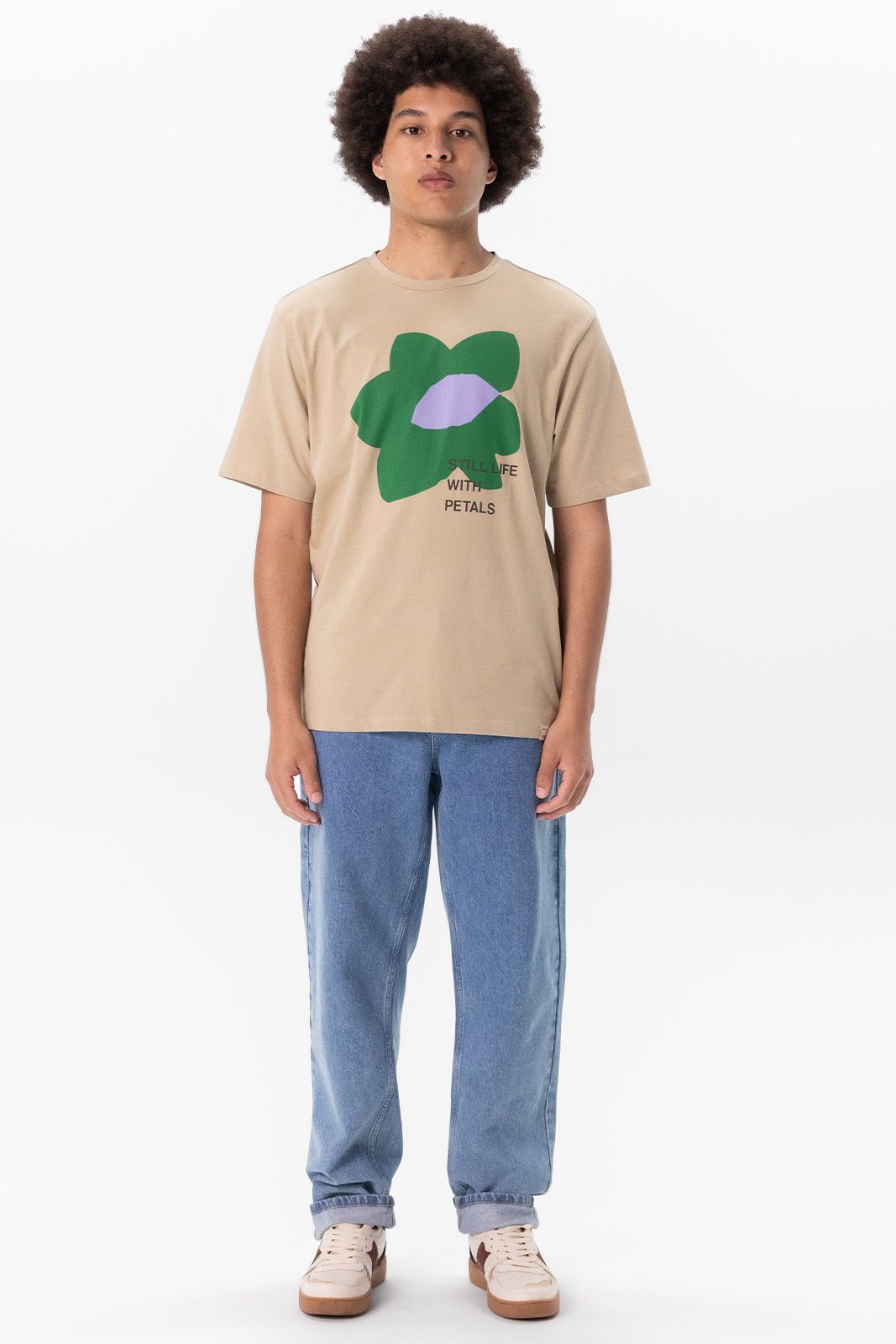 Beige T-shirt met artwork