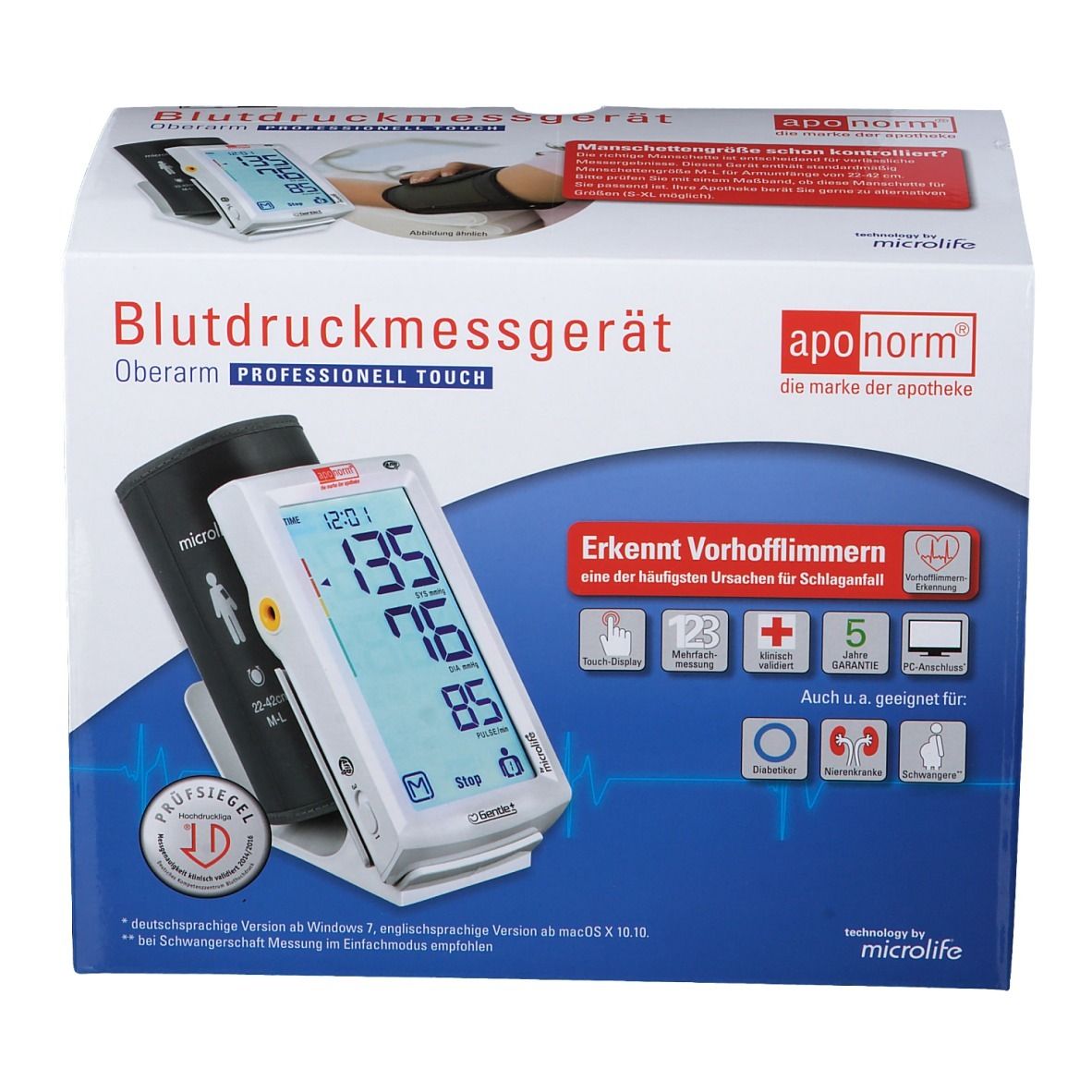 aponorm® Professionell Touch 3. Generation Oberarm-Blutdruckmessgerät
