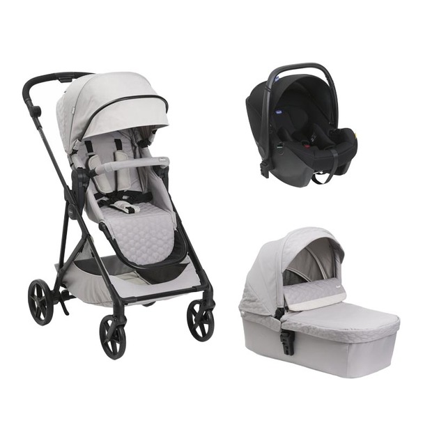 Poussette Trio Seety Nacelle Florence beige + Siège auto Kory Black - CHICCO