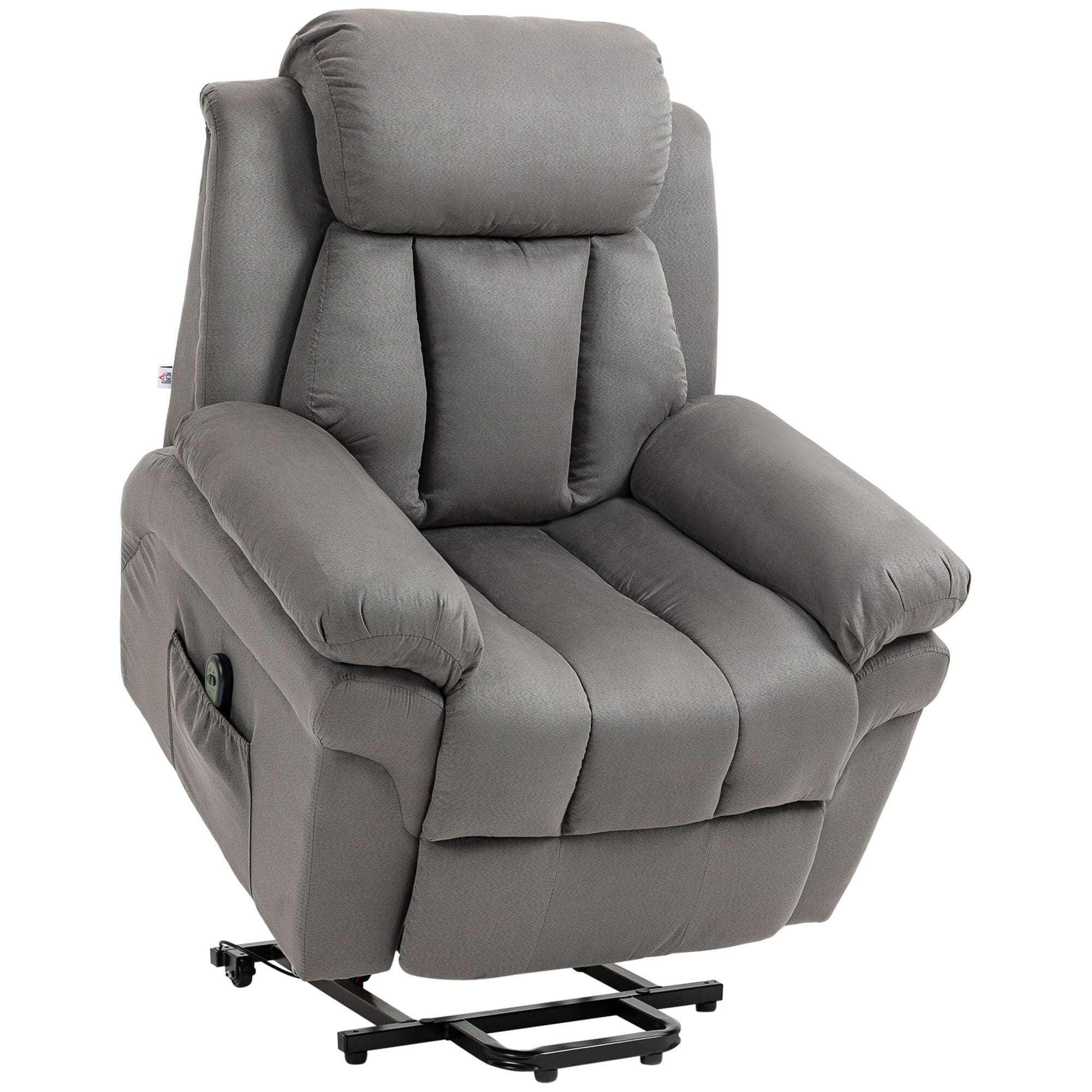 HOMCOM Relaxsessel mit fernbedienungsgesteuerter Aufstehhilfefunktion grau 93L x 96B x 105H cm