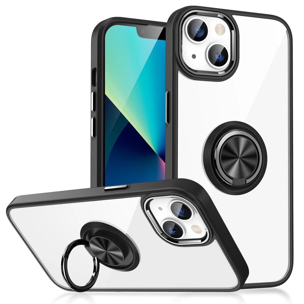 Schutz Handy Hülle für Apple iPhone 15 Plus Case Cover Ring Halter Bumper Etuis