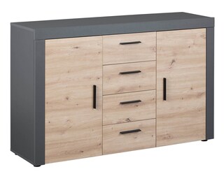 Kommode Roland 2T4S grau/braun 134x86x40 cm