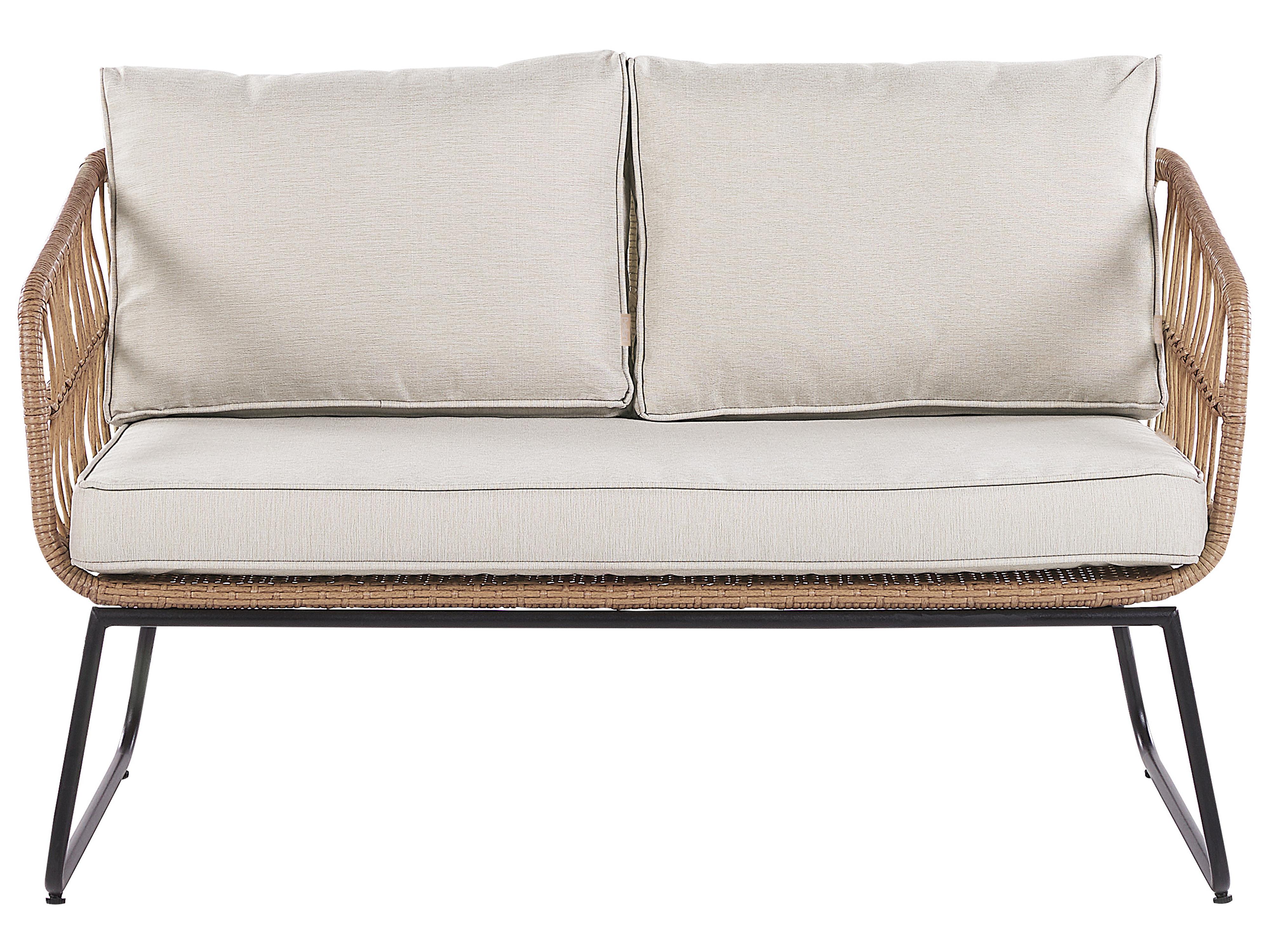 Loungeset met tafel 4-zits RAVELLO PE rotan Natuurlijk
