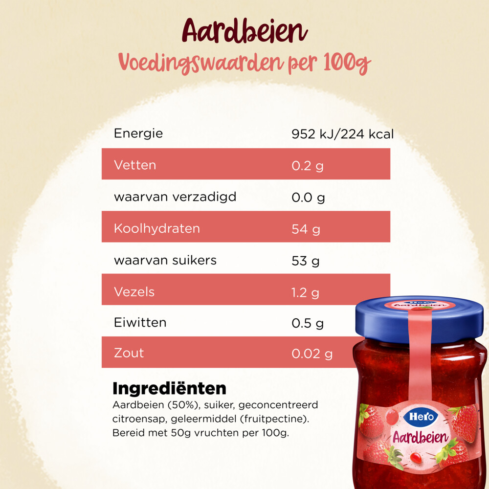 3x Hero Jam Aardbeien600 gr