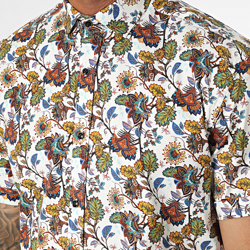 Chemise Manches Courtes Blanc Floral