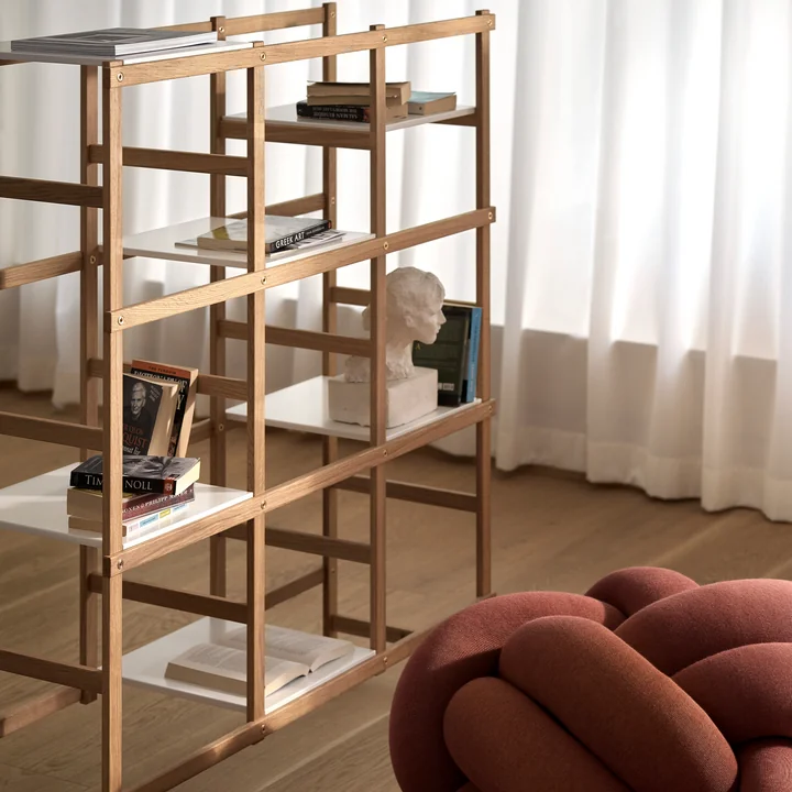 Design House Stockholm - Frame Regal high, 117 x 39 x 132,8 cm, Eiche / weiss