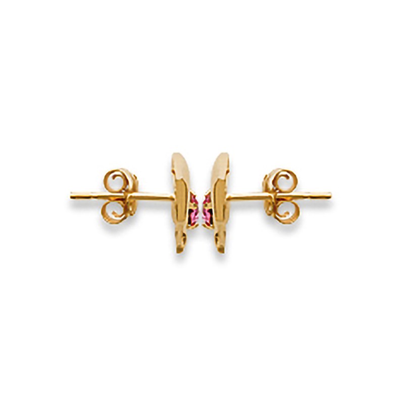 Boucles d'oreilles Enfant - Plaqué Or - Cristal - Dauphin