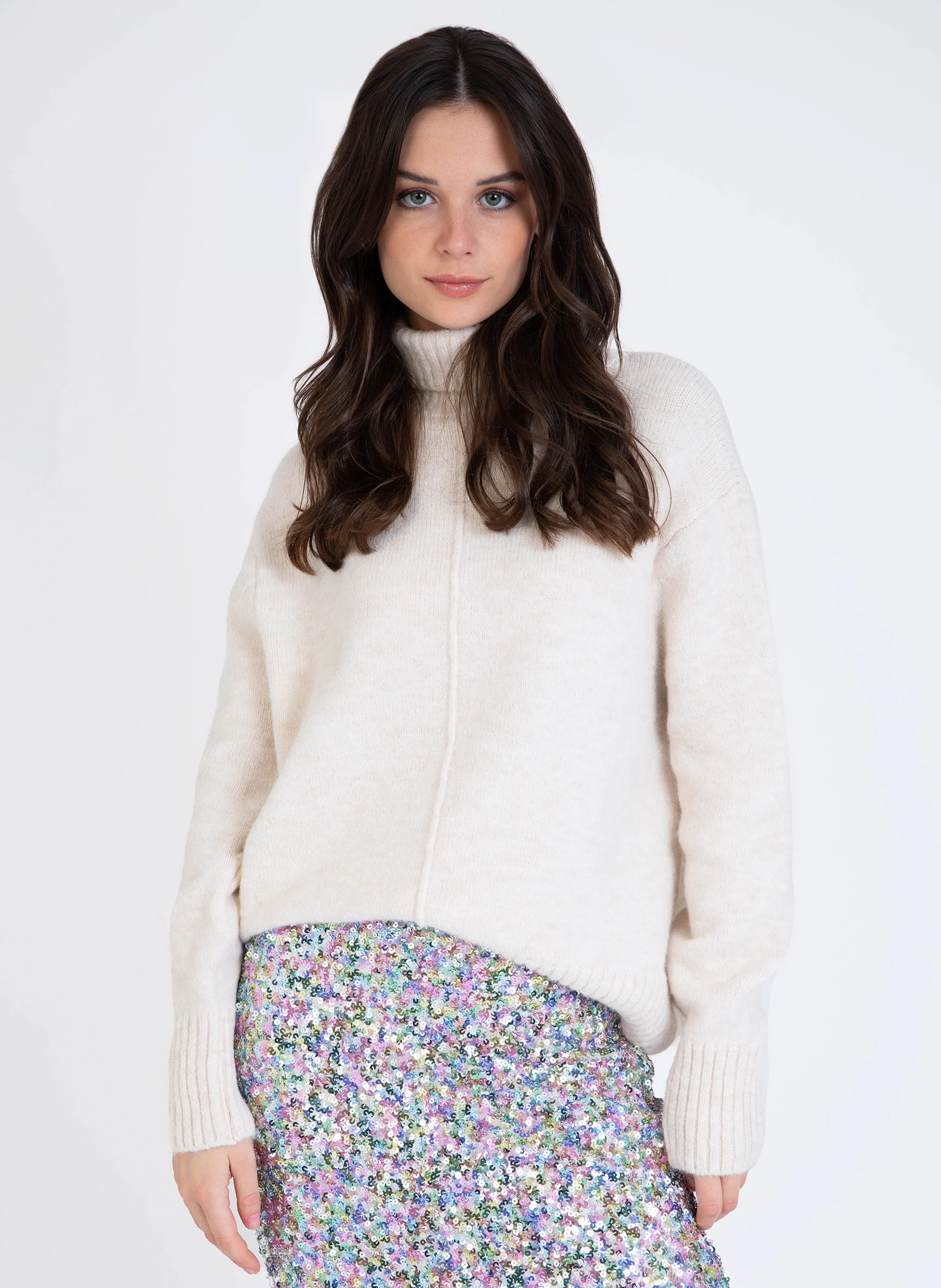 LIPY - Pull col roulé| Blanc