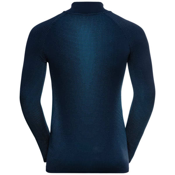 T-shirt ski de fond ODLO BL TOP TURTLE NECK L/S HALF ZIP PERFORMA DARK SAPPHIRE - STUNNING BLUE