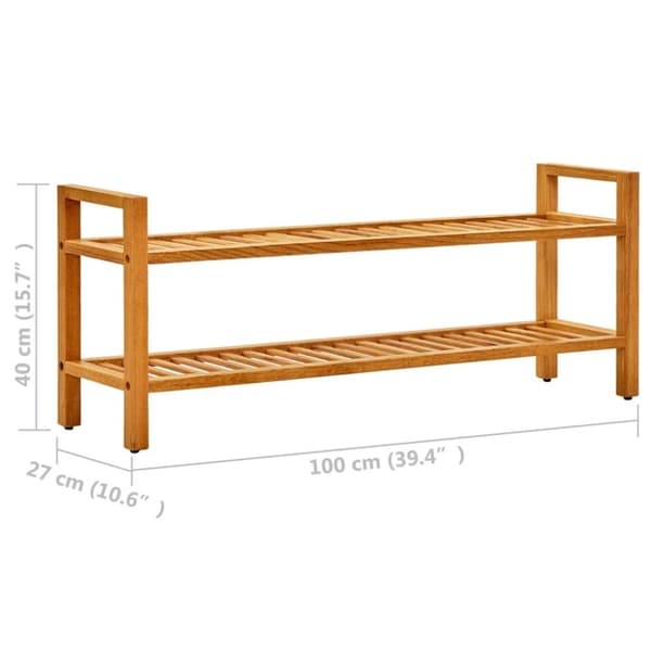 vidaXL Skostativ med 2 hyller 100x27x40 cm heltre eik