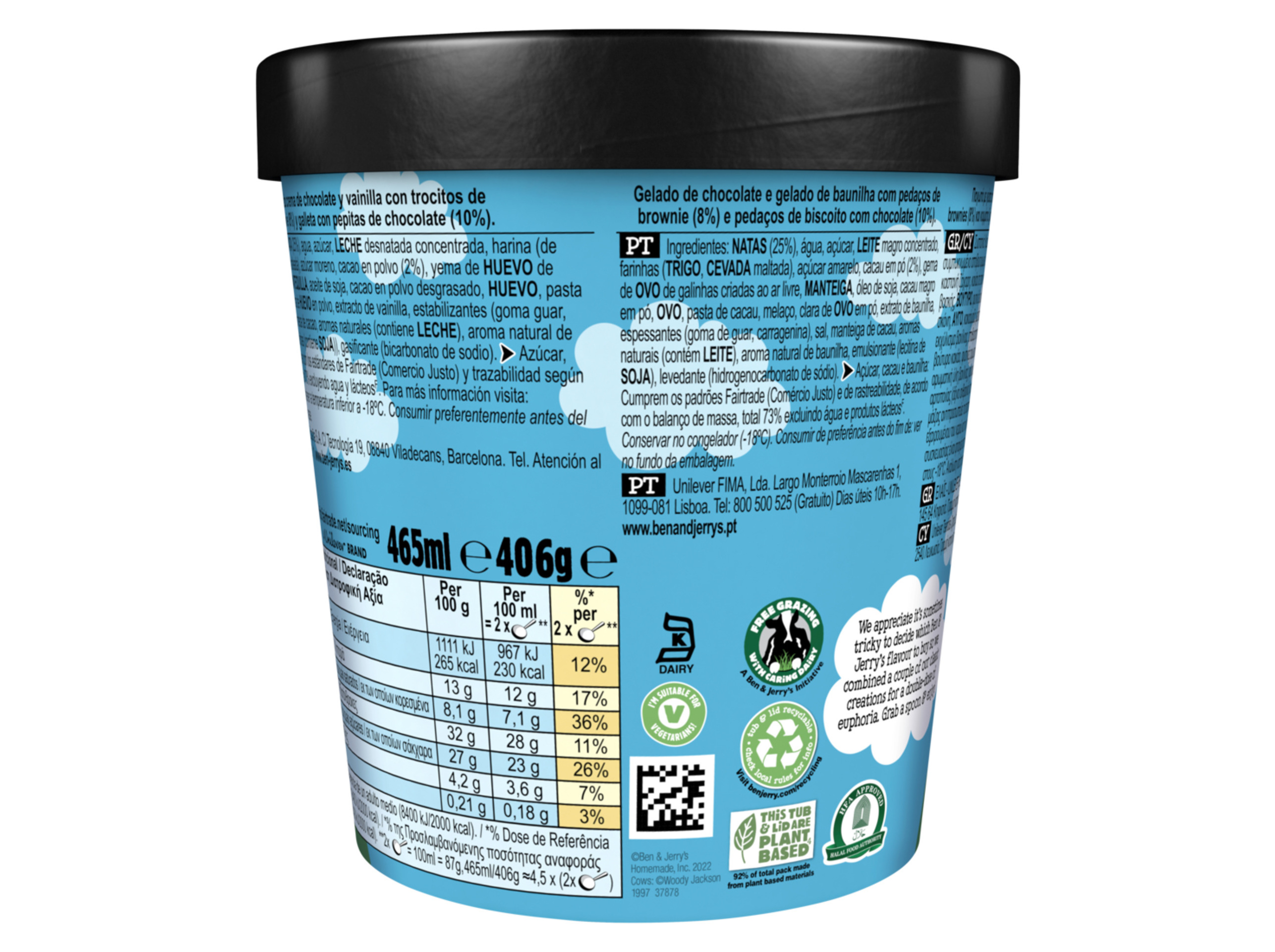 GELADO BEN & JERRY'S HALF BAKED 465ML