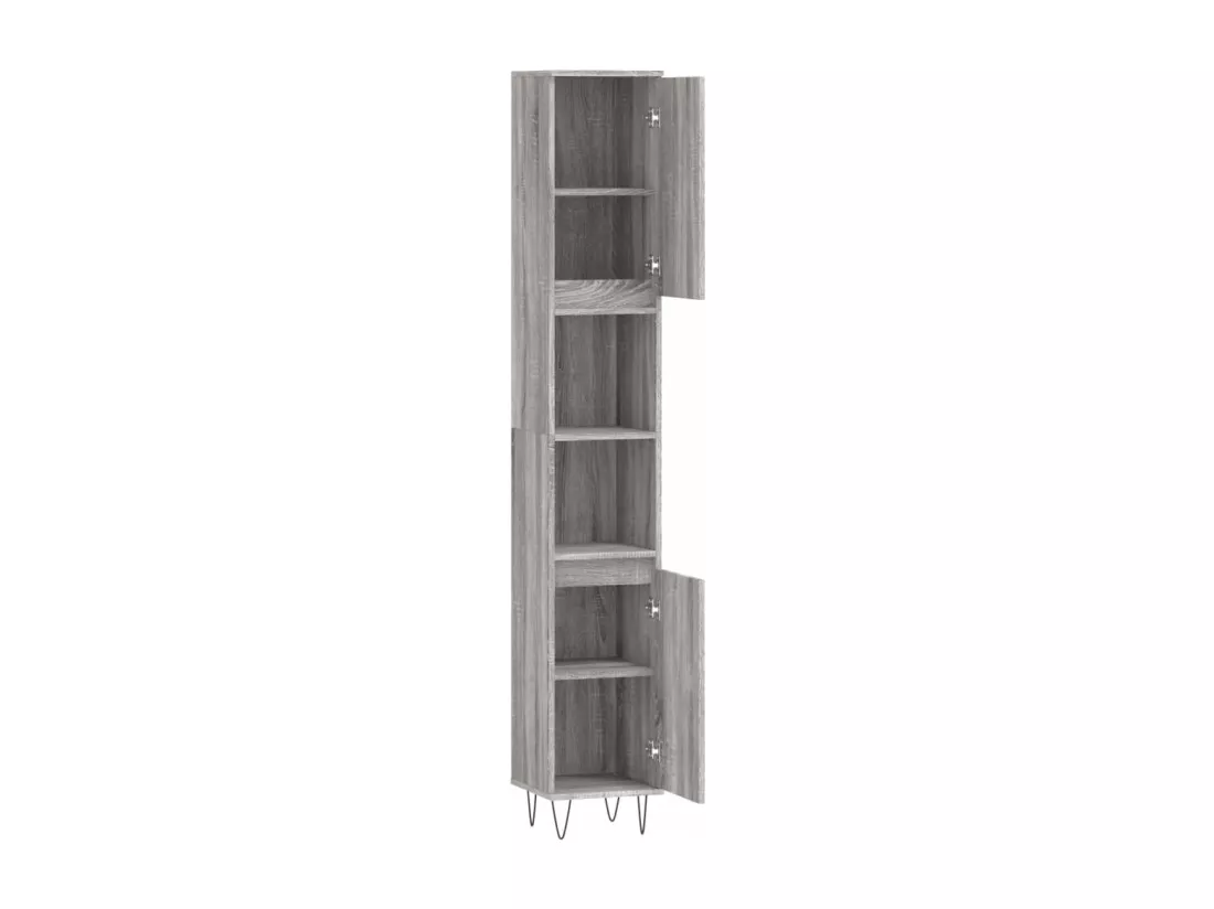 Armoire de bain sonoma gris 30x30x190 cm bois d'ingénierie