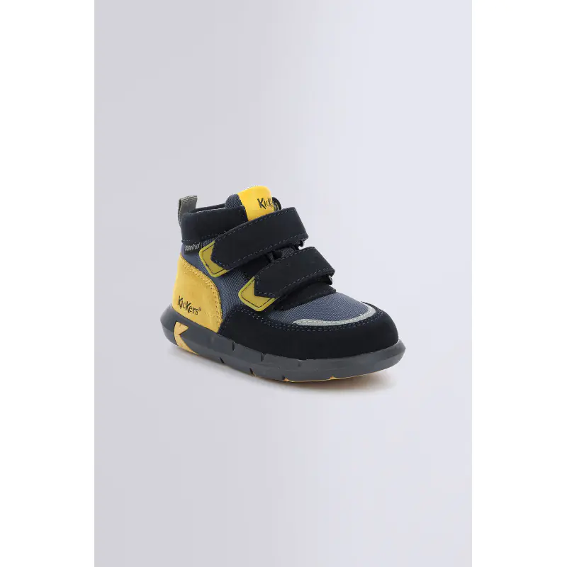 JUNIBO MARINE JAUNE SNEAKERS HAUTES Cuir/Textile Garçon