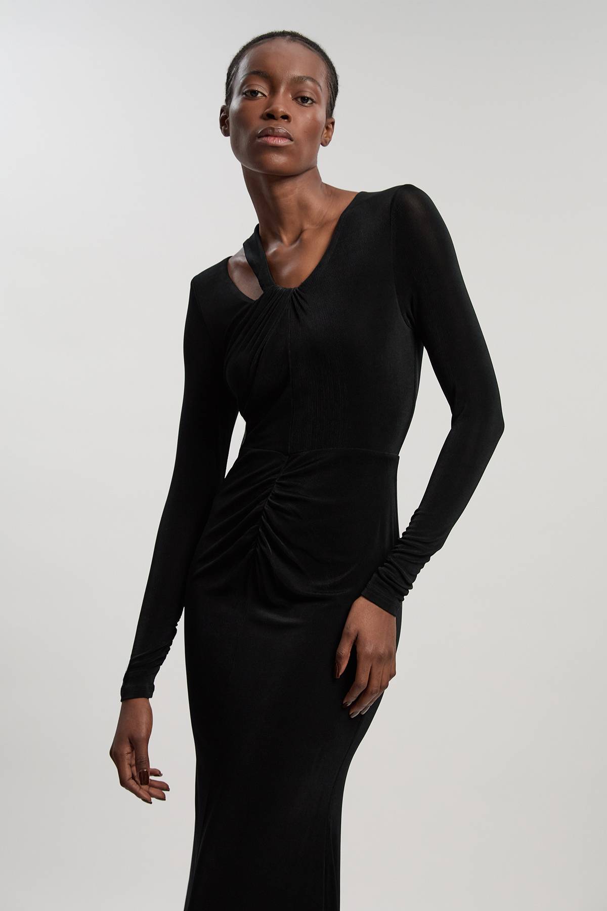 KarenMillen Robe Maxi En Crêpe Fluide Petite Avec Détail Torsadé