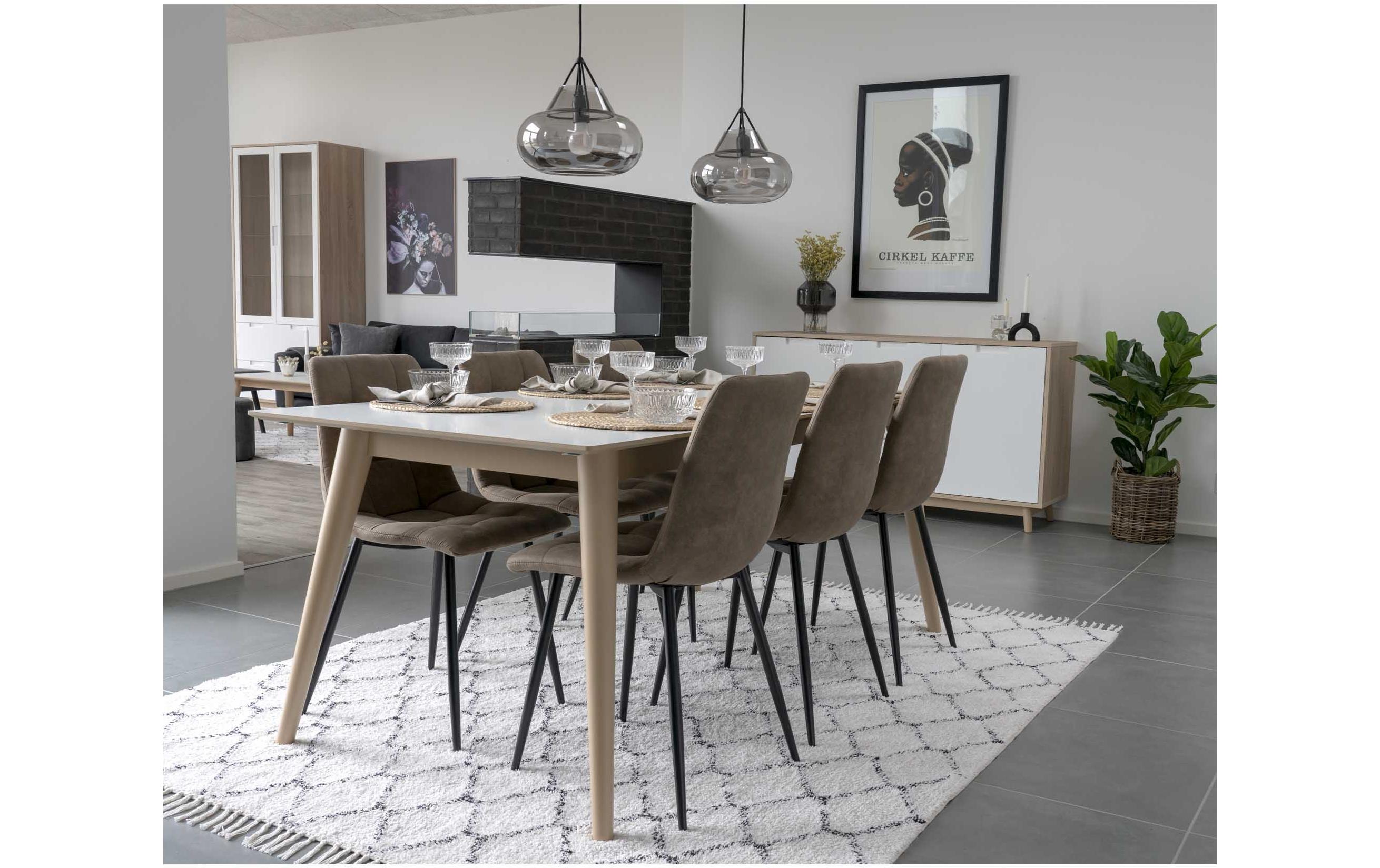 Stuhl Middelfart 2 Stück, 86 x 55 cm, Hellbraun/Schwarz<br>Stabile Esszimmerstühle