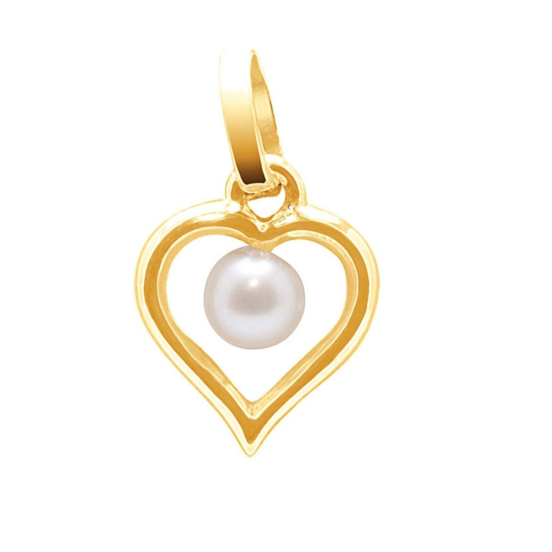 Pendentif Femme C?ur en Or Jaune 750/1000 et Perle de culture d'eau douce de 4 mm