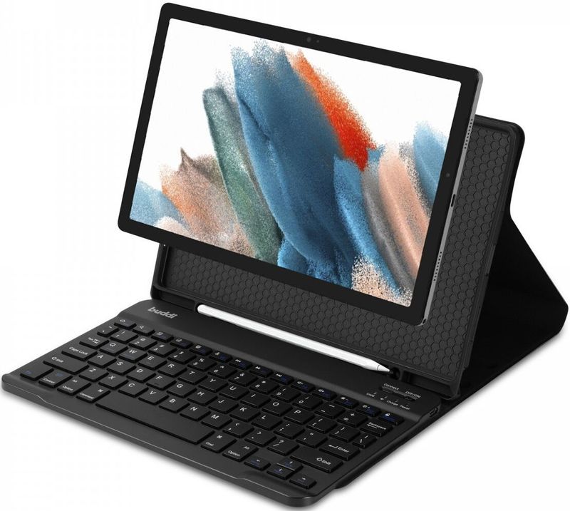 Buddi - Zuna - Book Case - Zwart - Voor Samsung Galaxy Tab A8 Met QWERTY Toetsenbord