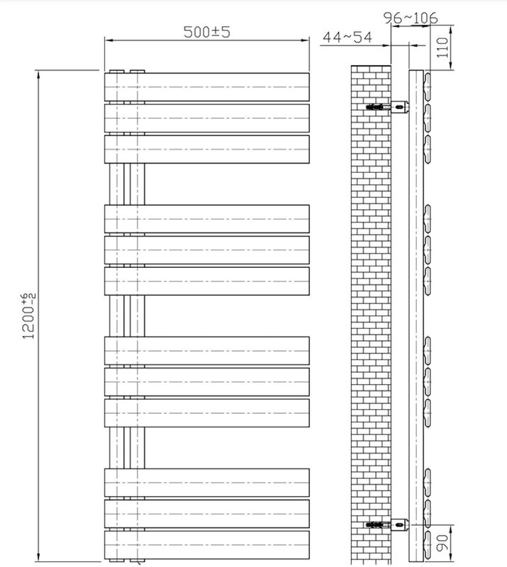 Boss & Wessing - Russ - Elektrische Handdoekradiator - Mat Zwart - 593W