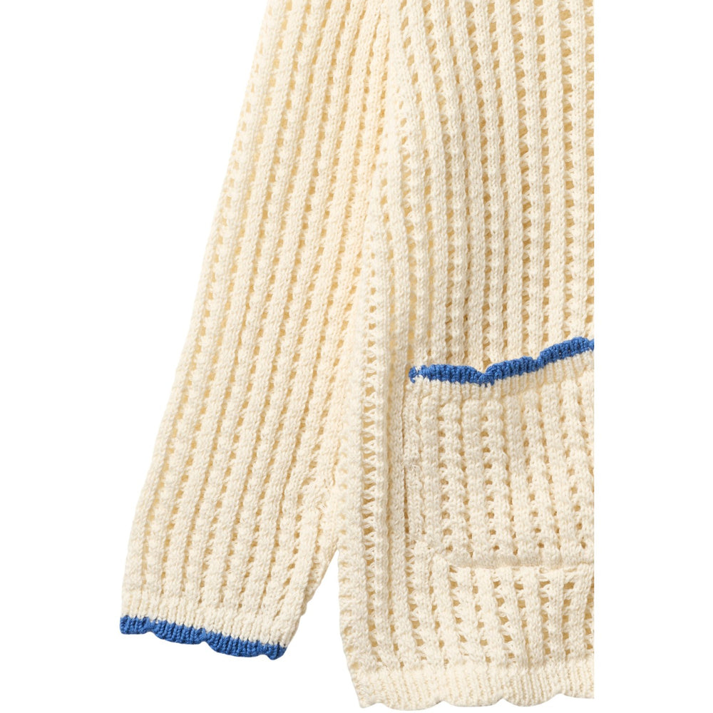 Køb COPENHAGEN COLORS Cream W Ocean Blue Crochet Ls Cardigan