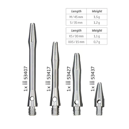 BULL'S Darts Simplex Aluminium Shaft m/silber