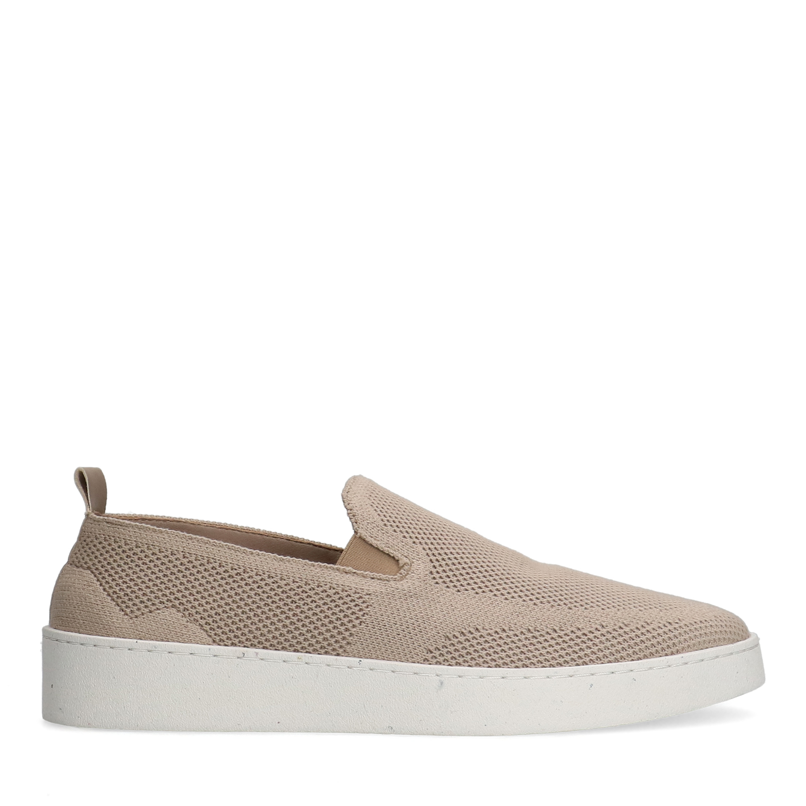 Beige knit fabric loafers