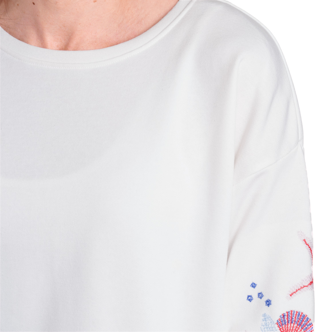 Gina Benotti Damen Sweatshirt mit Stickerei weiss