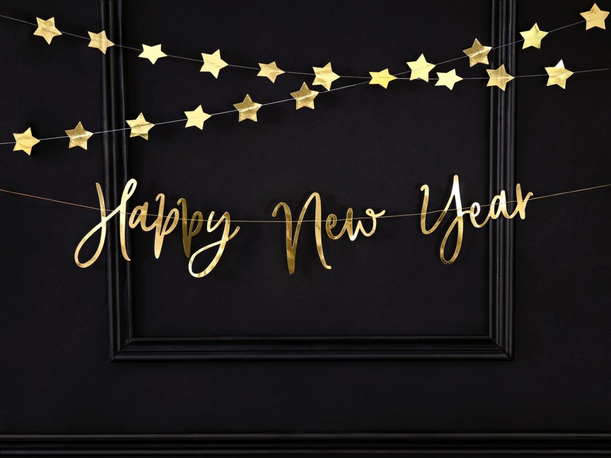 Happy New Year Slinger Goud 66cm