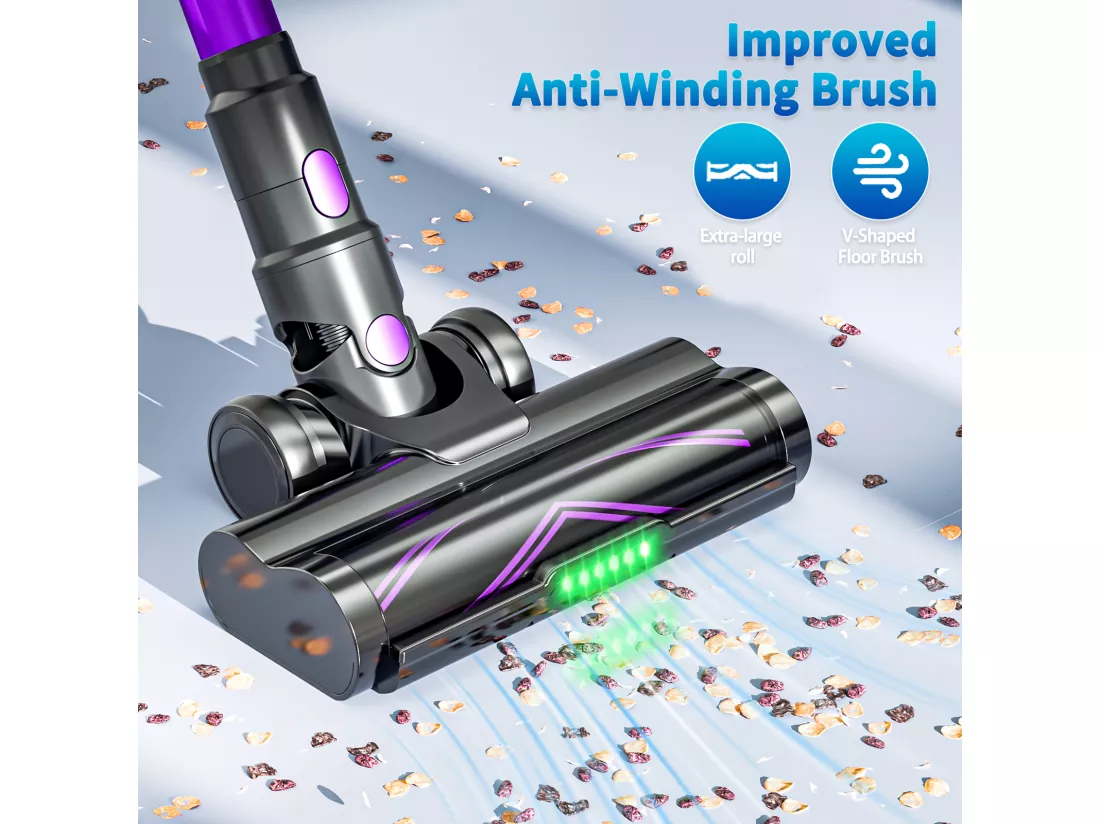 Aspirateur Balai sans Fil 35Kpa/450W,Aspirateur sans Fil,60 Minutes Autonomie, 1,5 Litre,Batterie Amovible, Pour Sols et Tapis