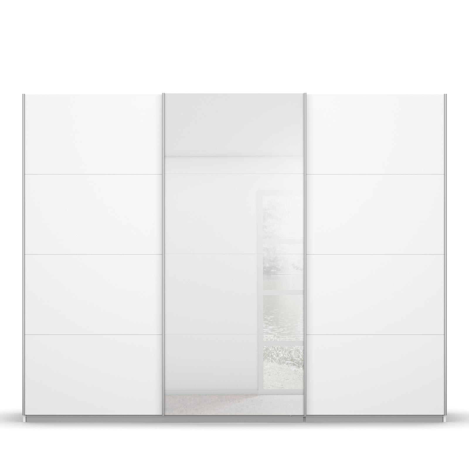 Schwebetürenschrank - alpinweiß - Glastür - 271x210 cm