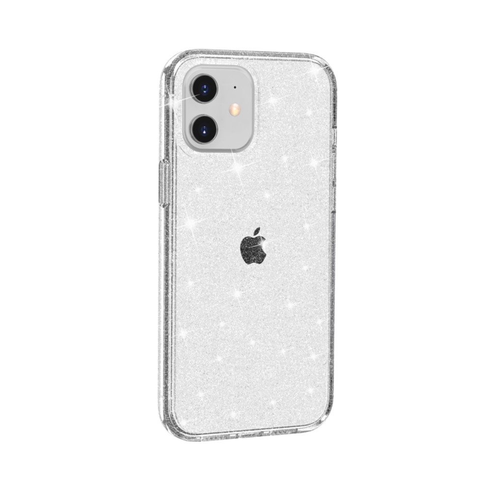 iPhone 12 / iPhone 12 Pro Hybrid Hardcase Schutzhülle im Glitzer Design - Silber / Transparent