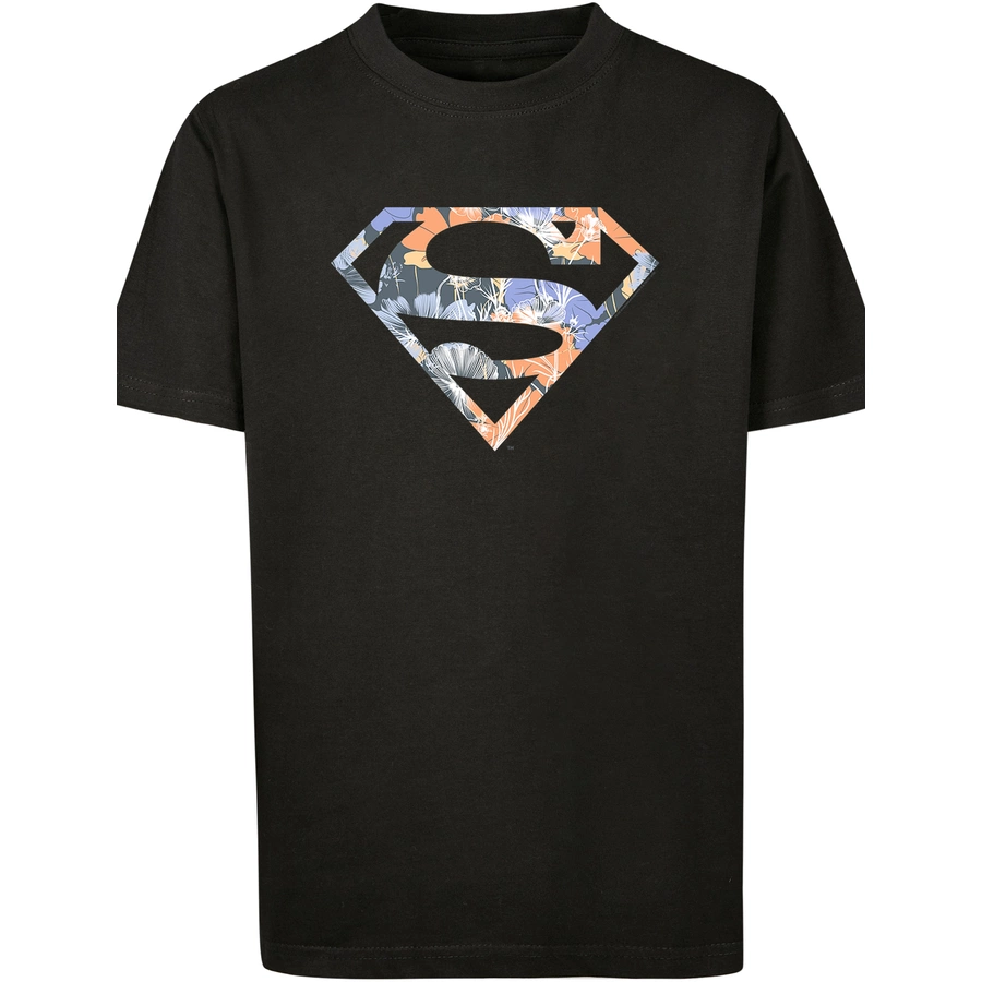 F4NT4STIC T-Shirt T-Shirt DC Comics Superman Floral Logo Superheld schwarz