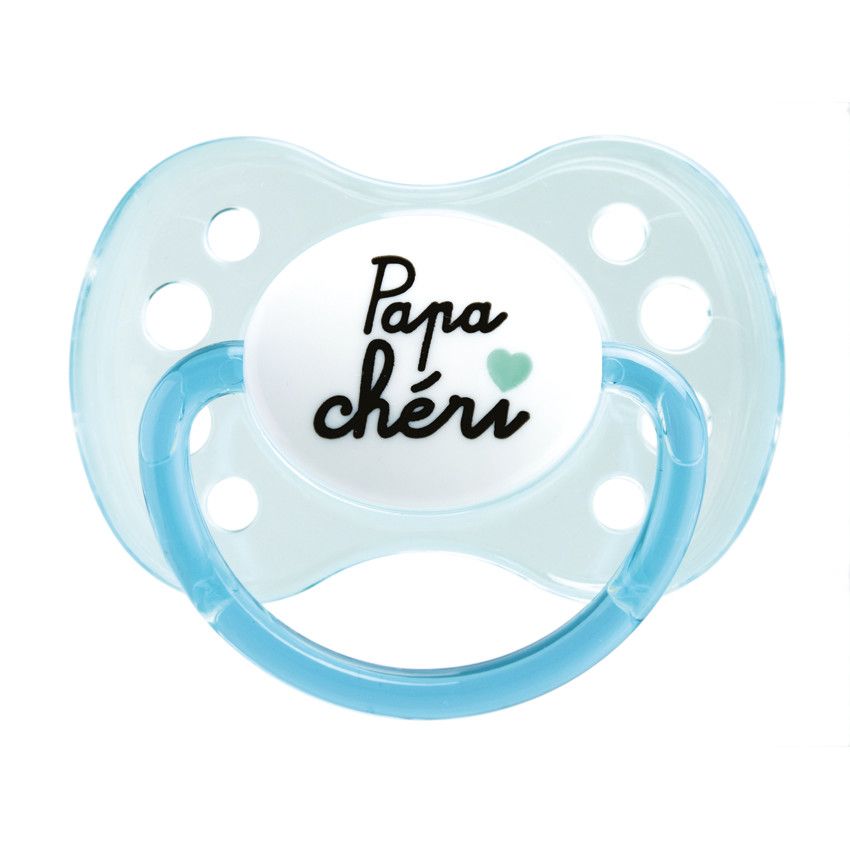 Lot de 2 sucettes duo silicone – Papa/maman - Bleu