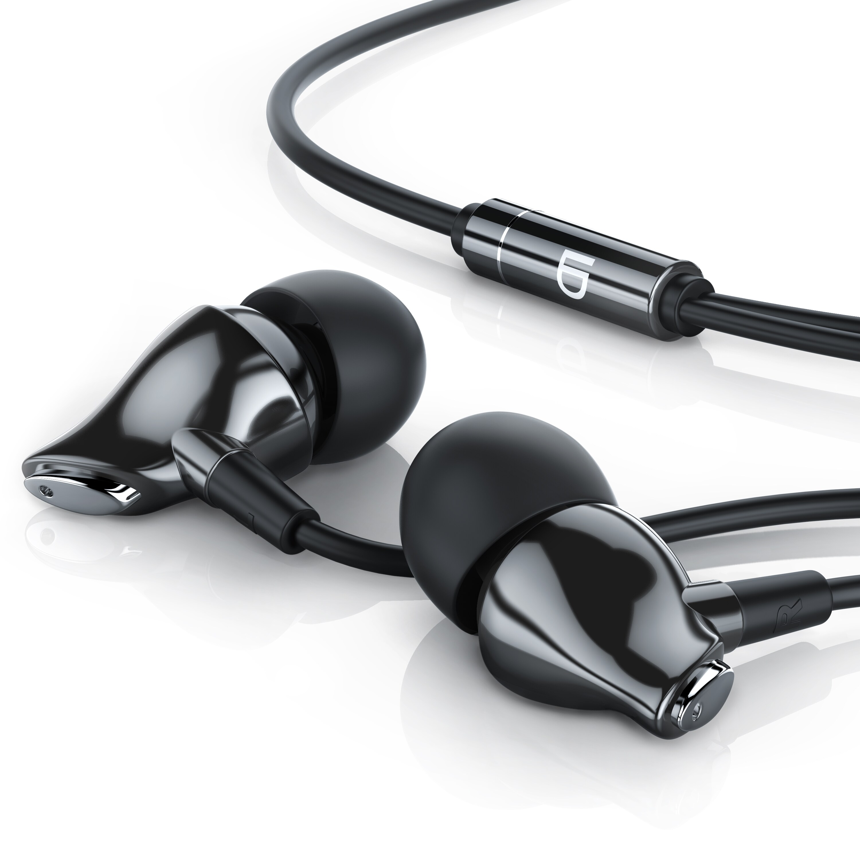 LIAM&DAAN In-Ear-Kopfhörer, High End Ceramic InEar 8mm Treiber / Aramid Kabel / Knickschutz, silber/schwarz