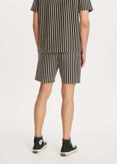 Gestreepte korte broek crochet zwart (ZWART)