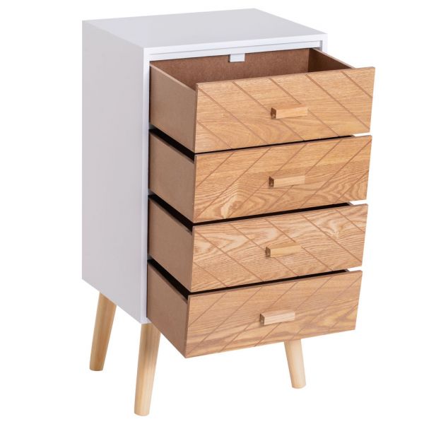 HomCom Mesa de Cabeceira de Madeira com 4 Gavetas 40x30x75cm