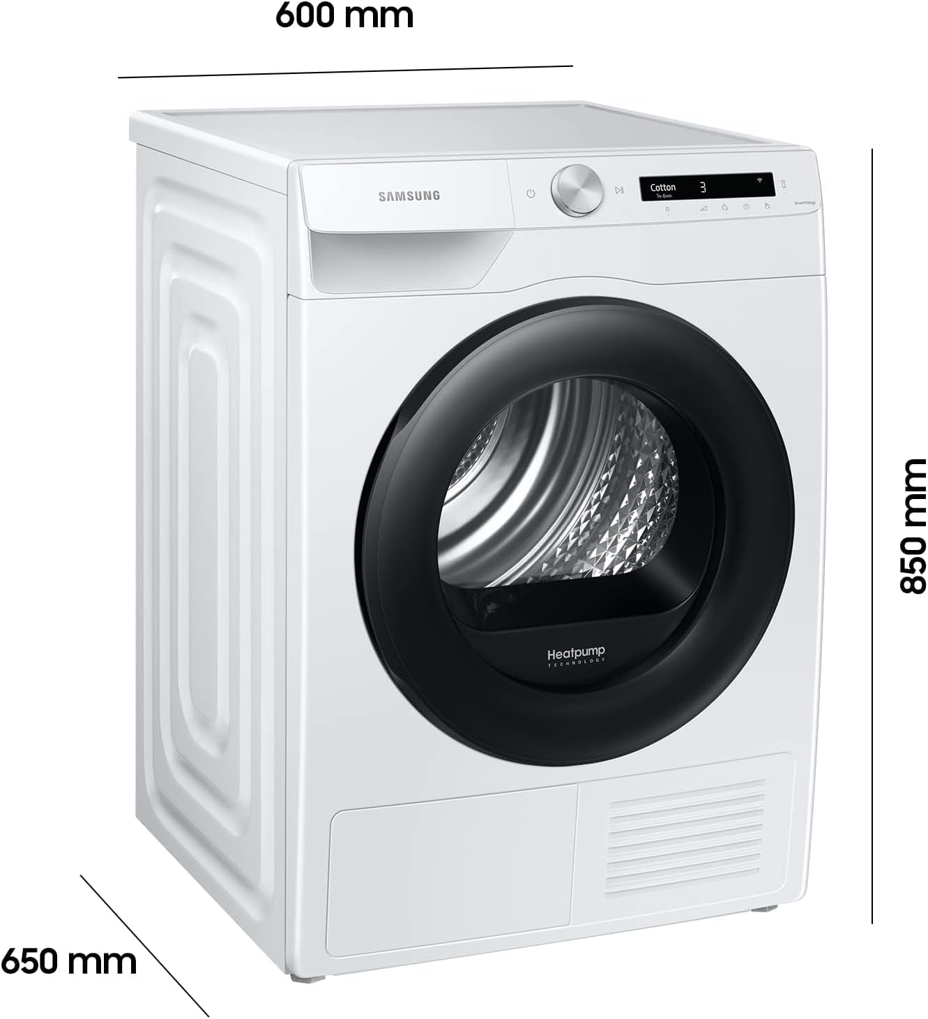 Samsung DV8GT5220AW/S2 Wärmepumpentrockner, 8 kg, Simple Control mit WiFi und Auto Cycle Link, Digital Inverter Motor, Knitterschutz und Komfort 2-in-1 Filter, Weiß