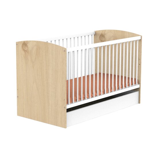 Alice Lit bébé évolutif   Blanc et bois        70 x 140 cm   de               Sauthon Baby's Sweet Home