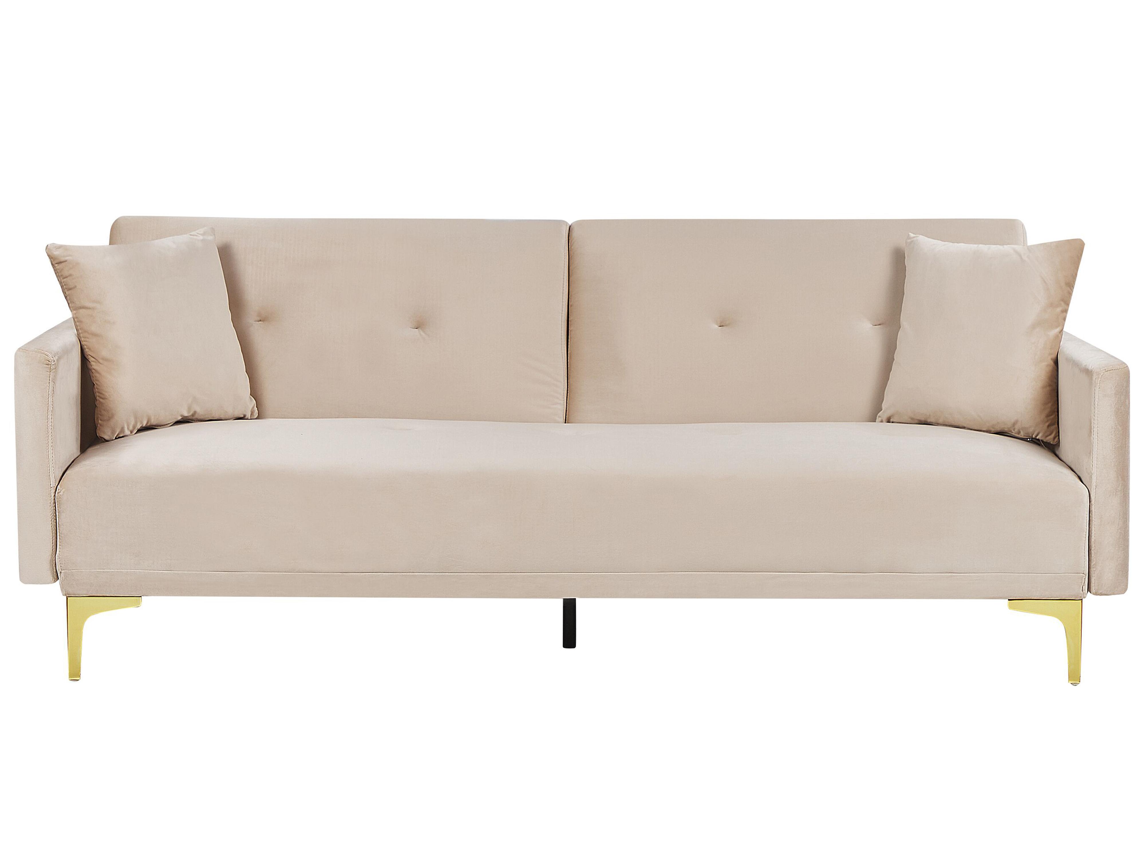 Slaapbank 3-zits LUCAN Fluweel Beige