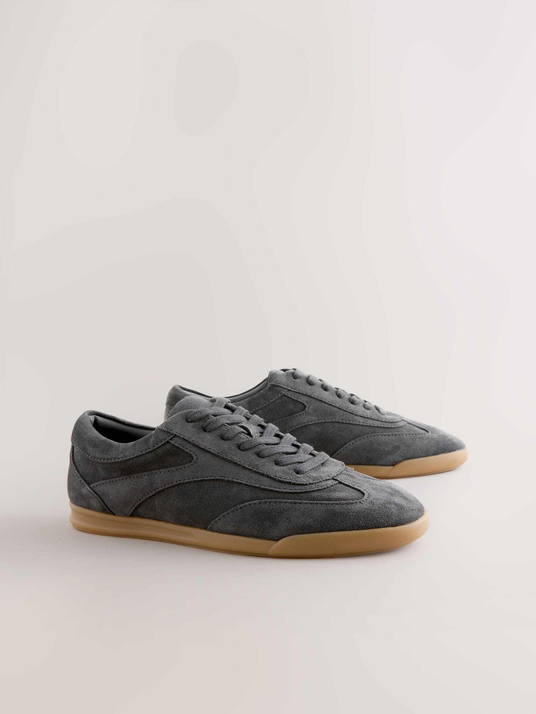Grijs - Slim Sole Suede Smart Casual Trainers