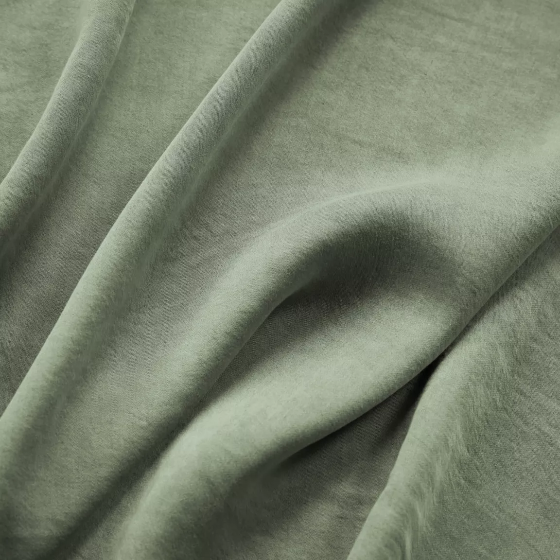 Drap housse lyocell Tencel™ lavé (200 x 200 cm) Olivia Vert romarin