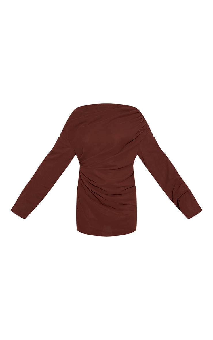 Chocolat Robe Moulante Drapée En Mousseline