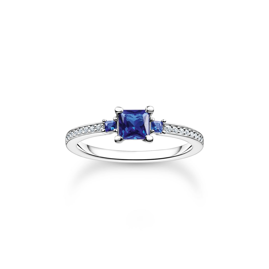 Thomas Sabo Ring mit blauen und weissen Steinen