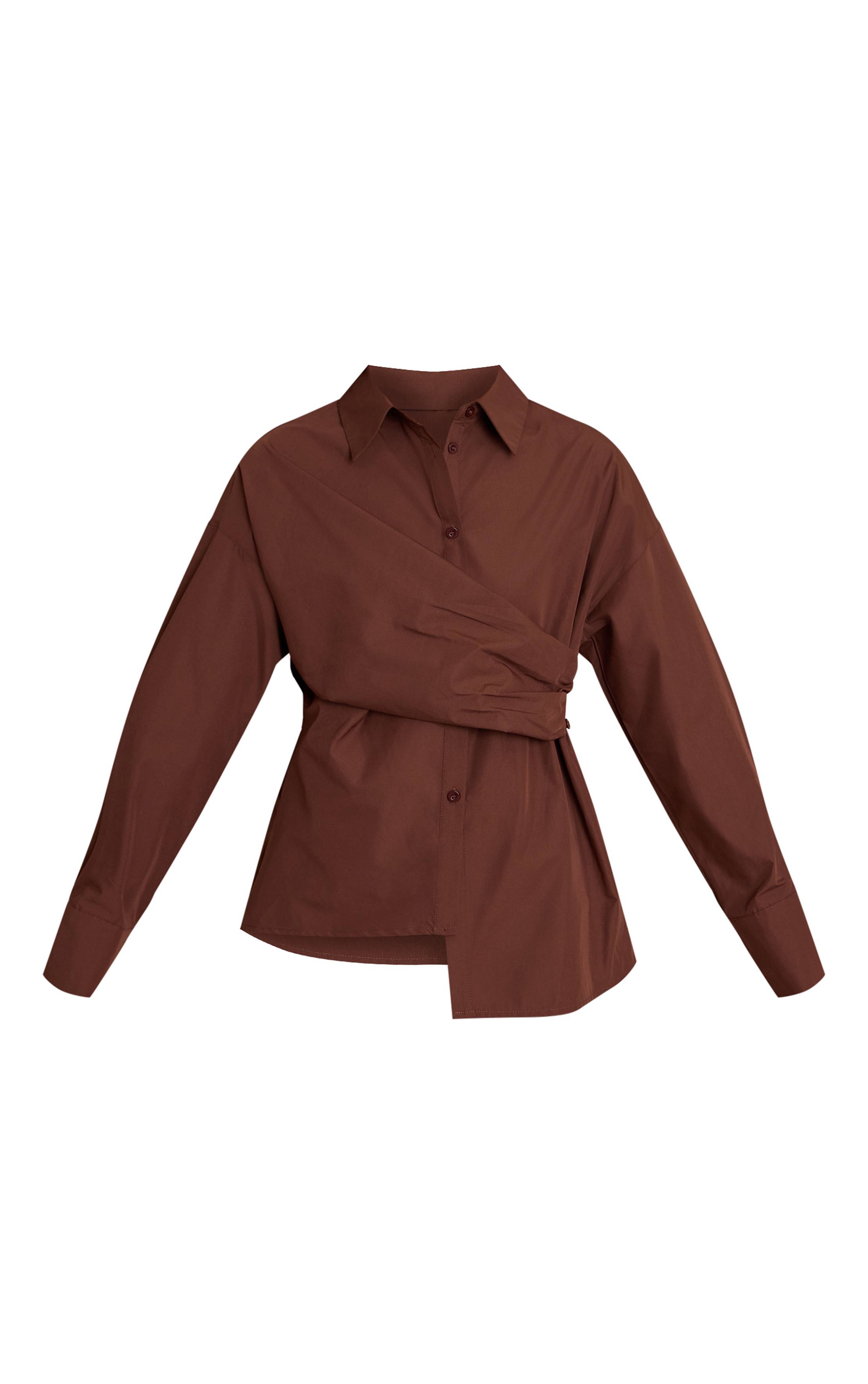 Chocolat Chemise Drapée Asymétrique