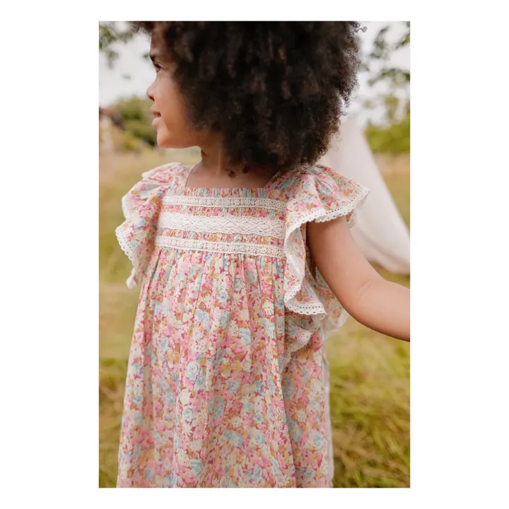 Louise Misha Robe Martine Brodée Fleurie | Rose