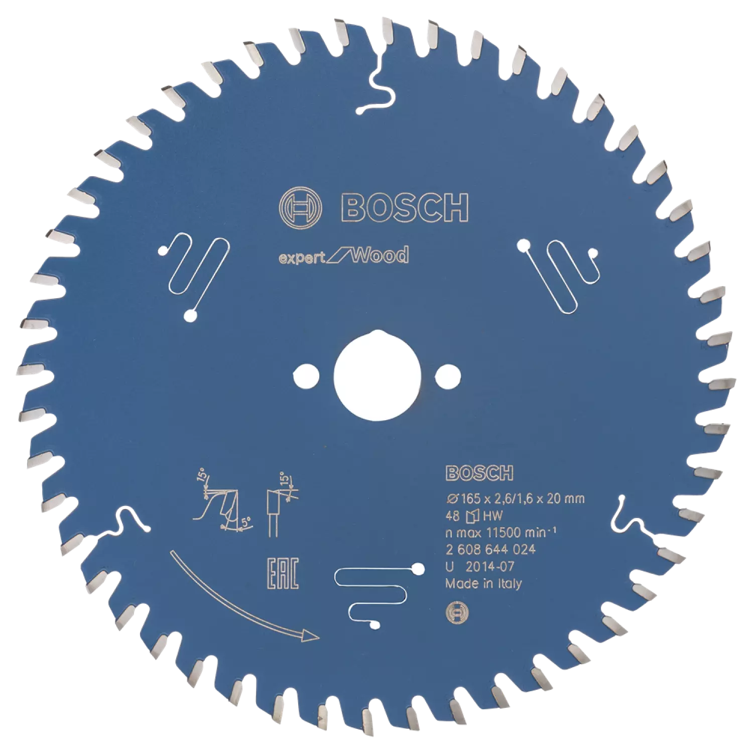 Bosch 2608644024 Expert Cirkelzaagblad - 165 x 20 x 48T - Hout - Carbide