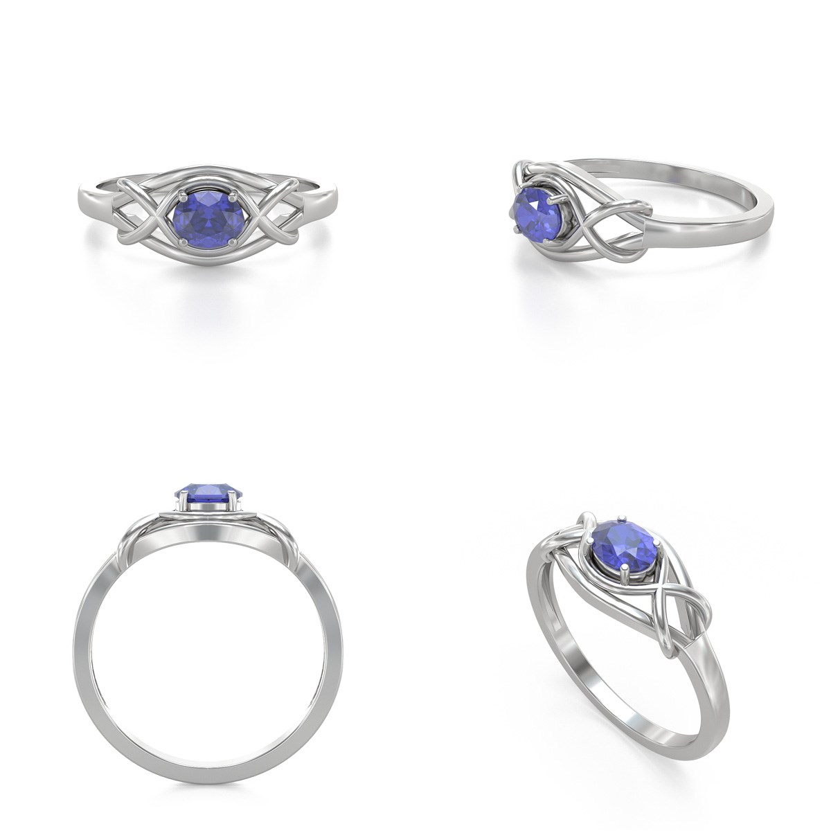 Bague ADEN Or 585 Blanc Tanzanite 1.870grs